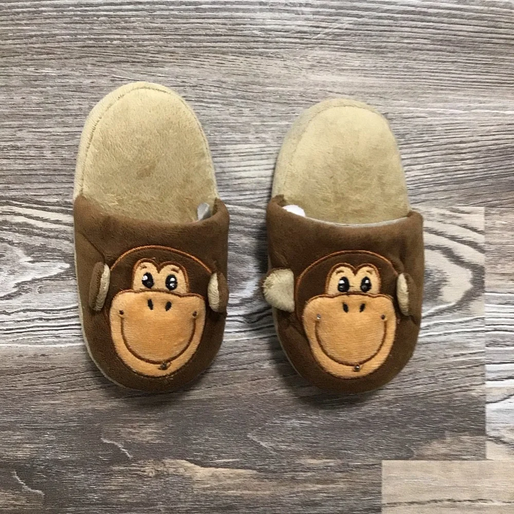 Avon Blinky Buddies Monkey Brown Slippers Small 11-12 NWT